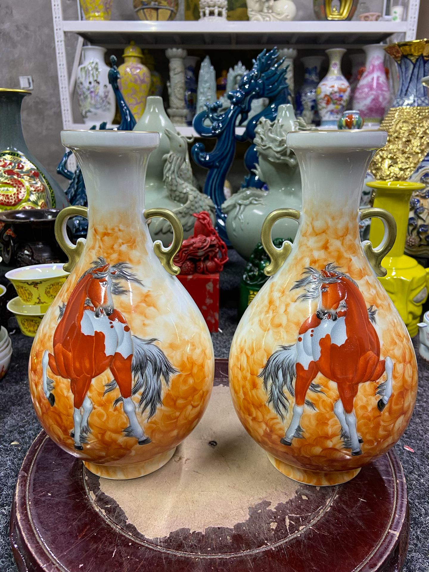 赏瓶一对观赏摆件