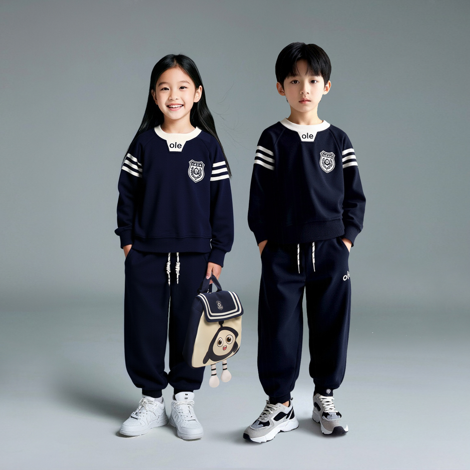 儿童秋季新品时尚运动套装男童女童卫衣卫裤中大童俩件套D3S5-919