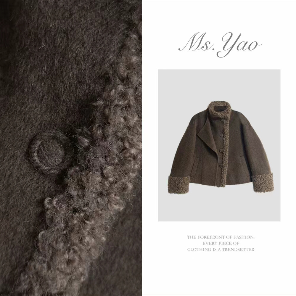 Ms·Yao【霜笺】拼接双面大衣女短款羊毛呢外套 337