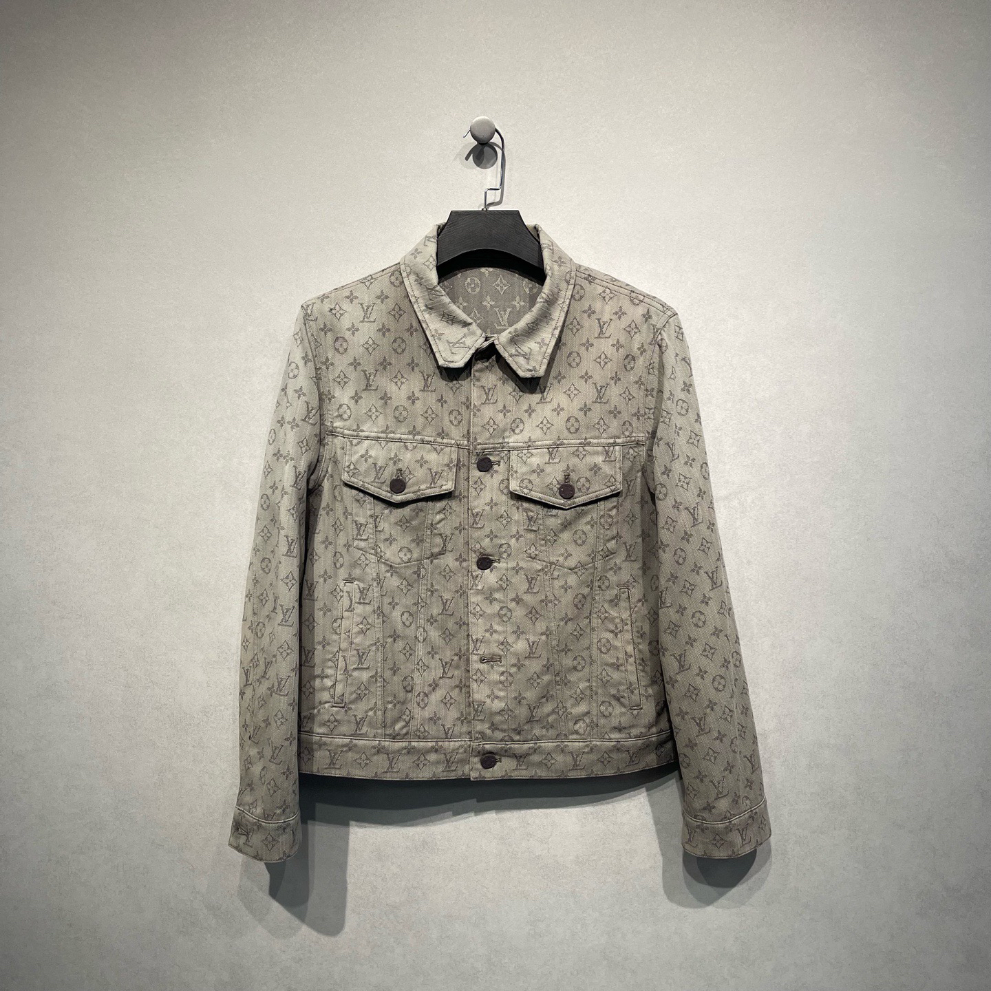 95新 LouisVuitton/路易威登 褐色logo满印牛仔外套/48码/