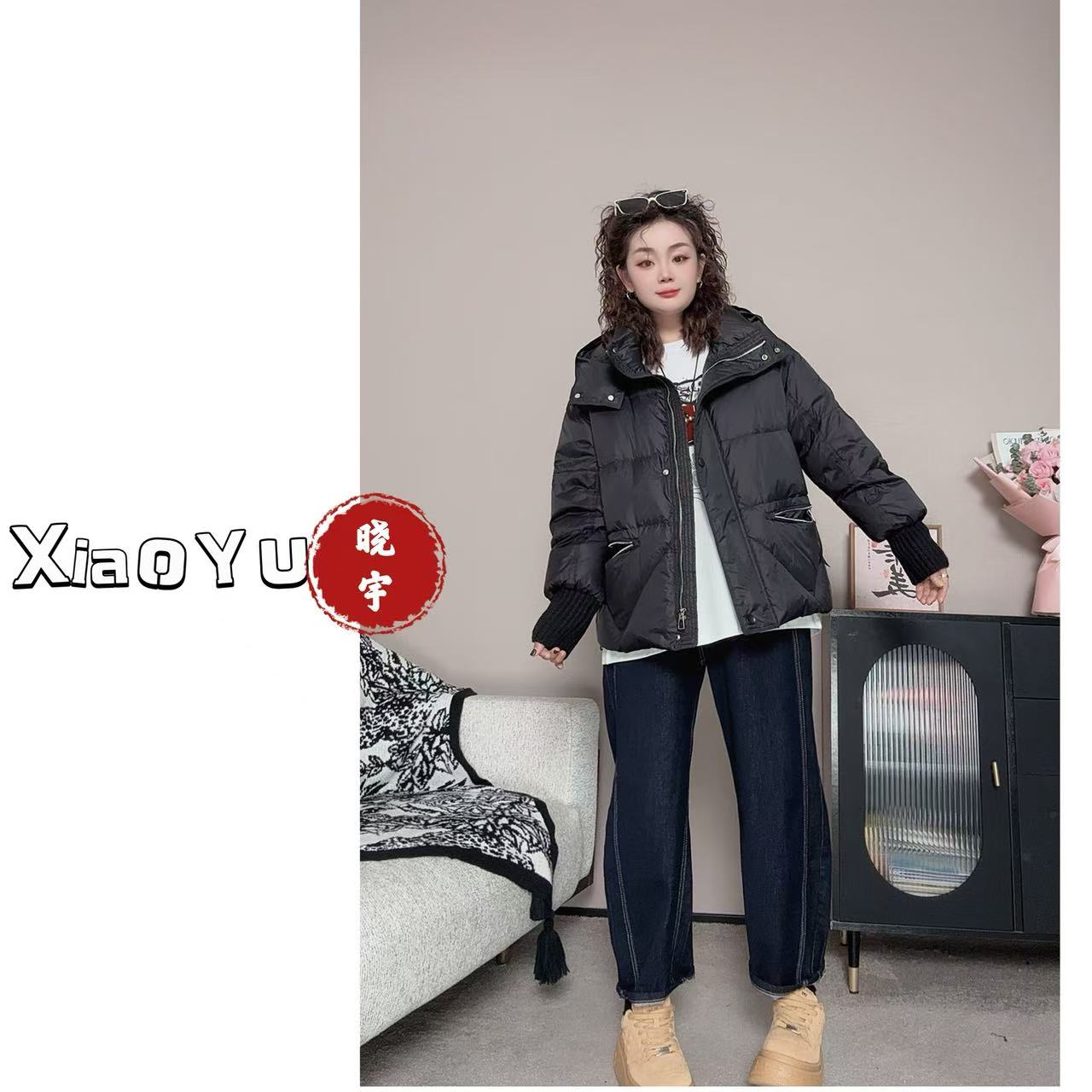 【NO退换】瑕疵品 欧货【极轻至简】拼针织袖的鹅绒服 YYX 32705