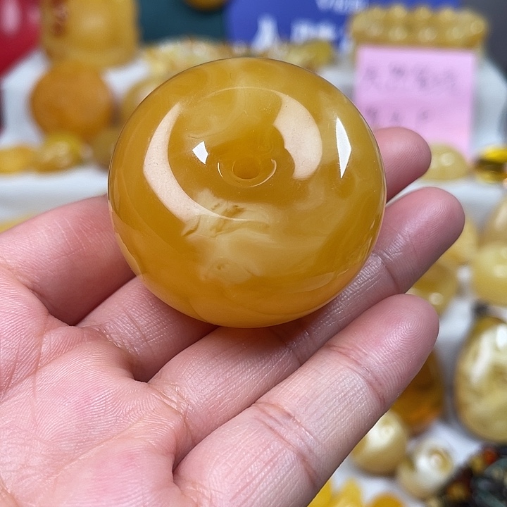 裸石蜜蜡未镶嵌焦皮料白花平安扣