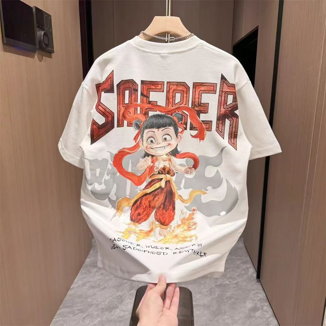 （双面字母哪吒）亲子棉男女童爆款体恤