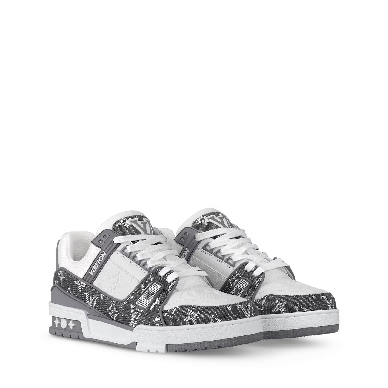 未使用 LouisVuitton/路易威登 白灰牛仔trainer奢鞋
