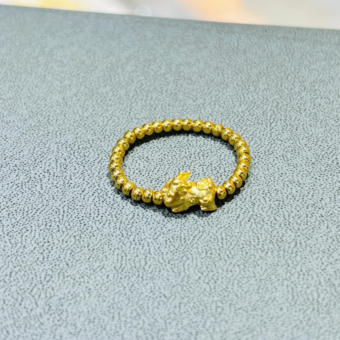 足金999投资金攒黄金貔貅麒麟小金珠弹力指圈（金珠共30粒）