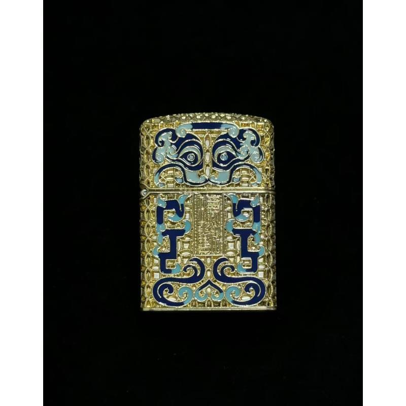 金色祥云瑞兽珐琅彩打火机【全新机无油】