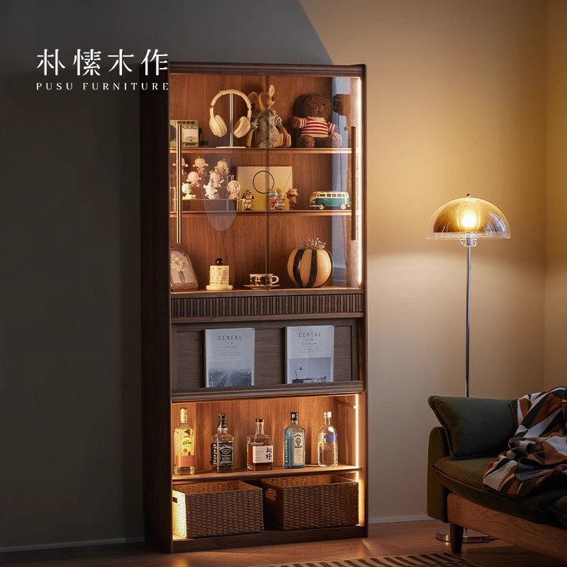 朴愫木作星罗组合书柜单柜 实木展示柜家用防尘置物储物柜