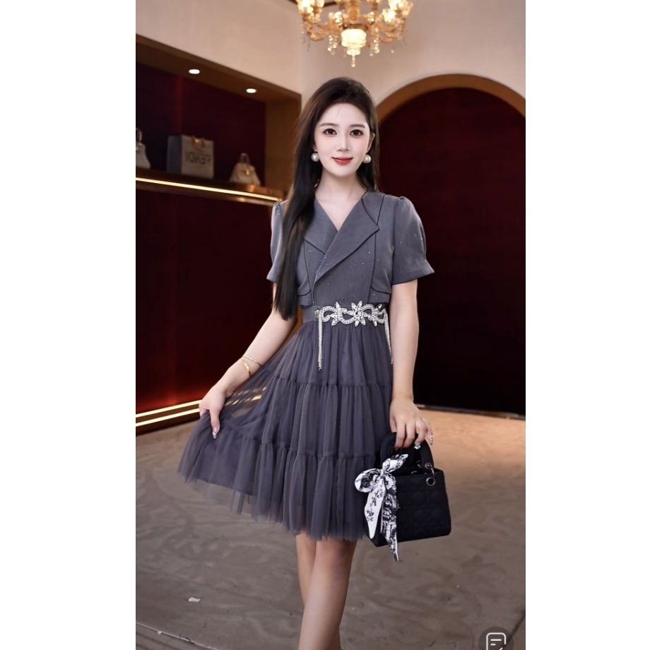 芙娜妮新款夏季穿搭女装裙子洋气衣服女气质显瘦连衣裙F2511822