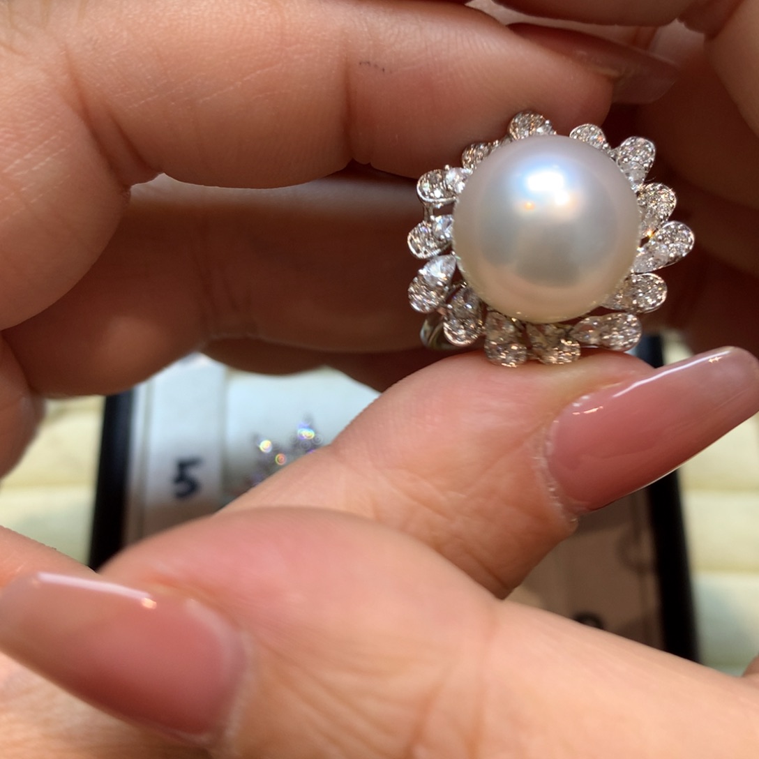 海水珍珠戒指银S925镶嵌