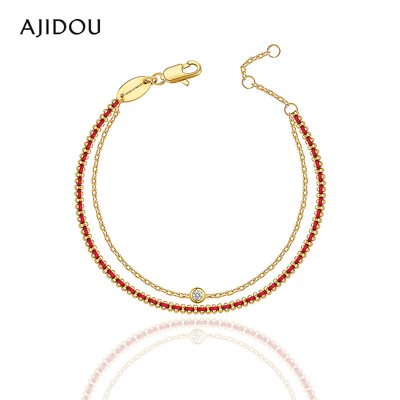 合金手链 【招财纳福】阿吉豆手链女款时尚红绳编织手饰小众【XH】