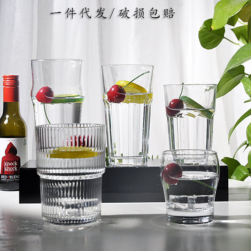 2023新款简约透明玻璃果汁杯创意家用杯子啤酒杯ins