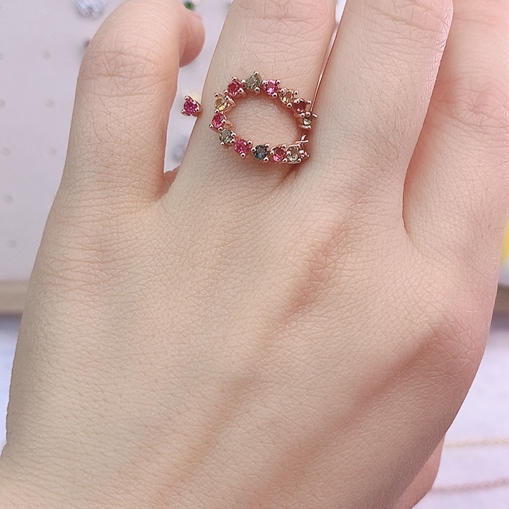 碧玺戒指银S925镶嵌戒指