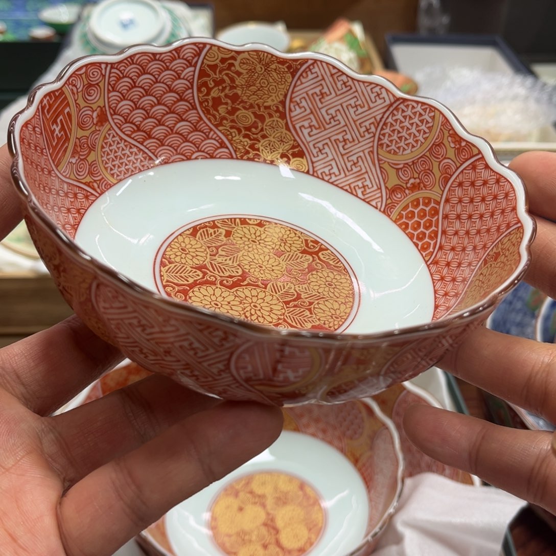 瓷片14cm库山赤绘