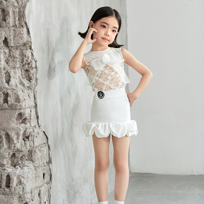 星木漾舞服洋气时尚拉丁舞服练习服蕾丝夏季花边半裙女童日常穿搭
