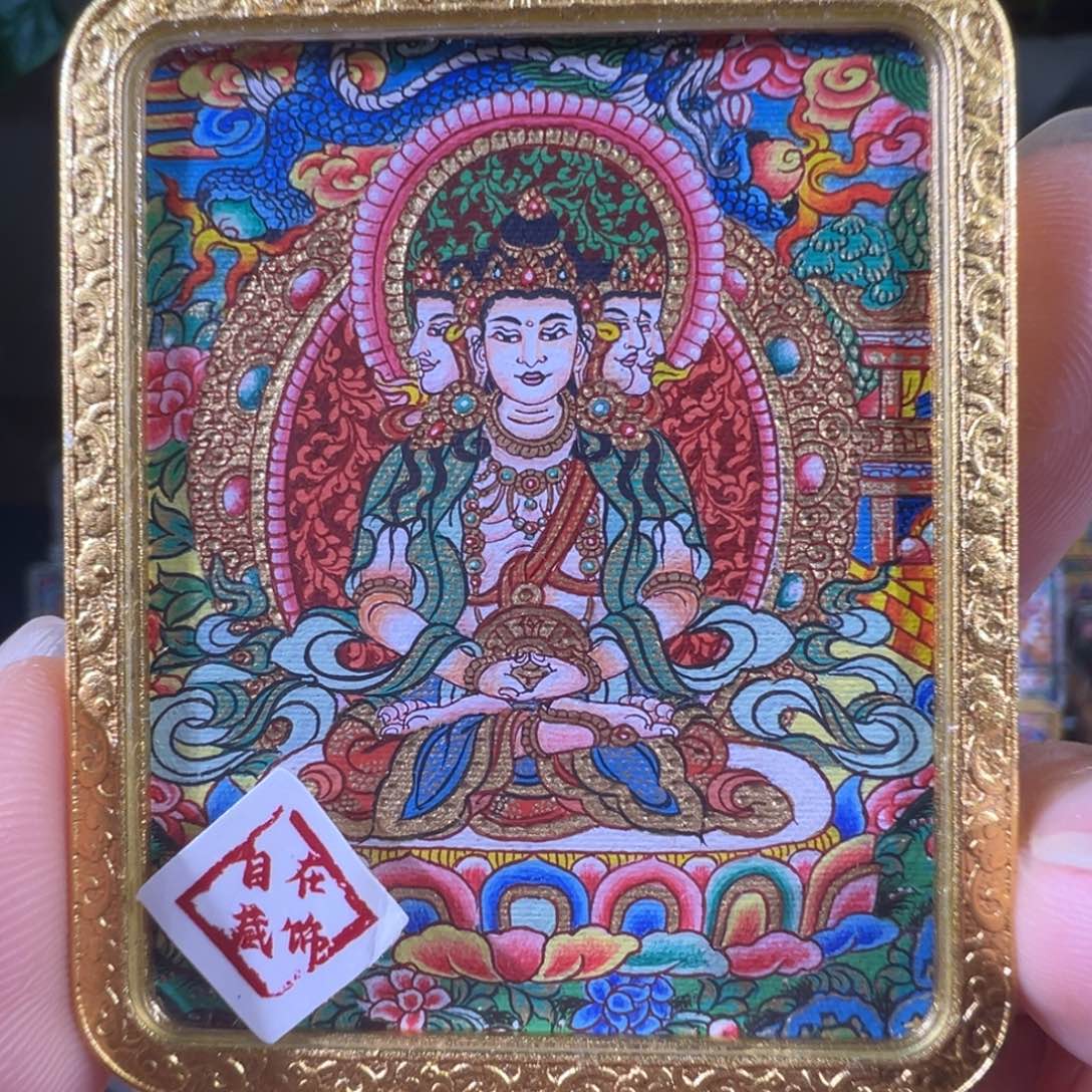 吊坠热贡纯手绘唐卡大日