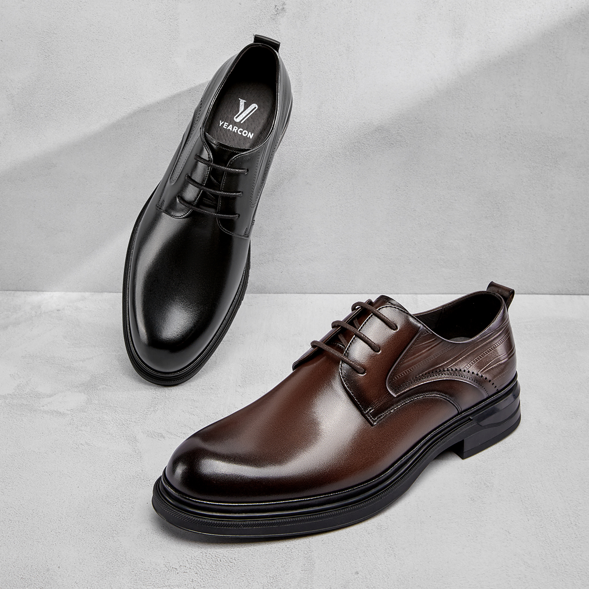 意尔康男鞋真皮商务休闲鞋软底2025新款高档男士正装德比鞋96134W