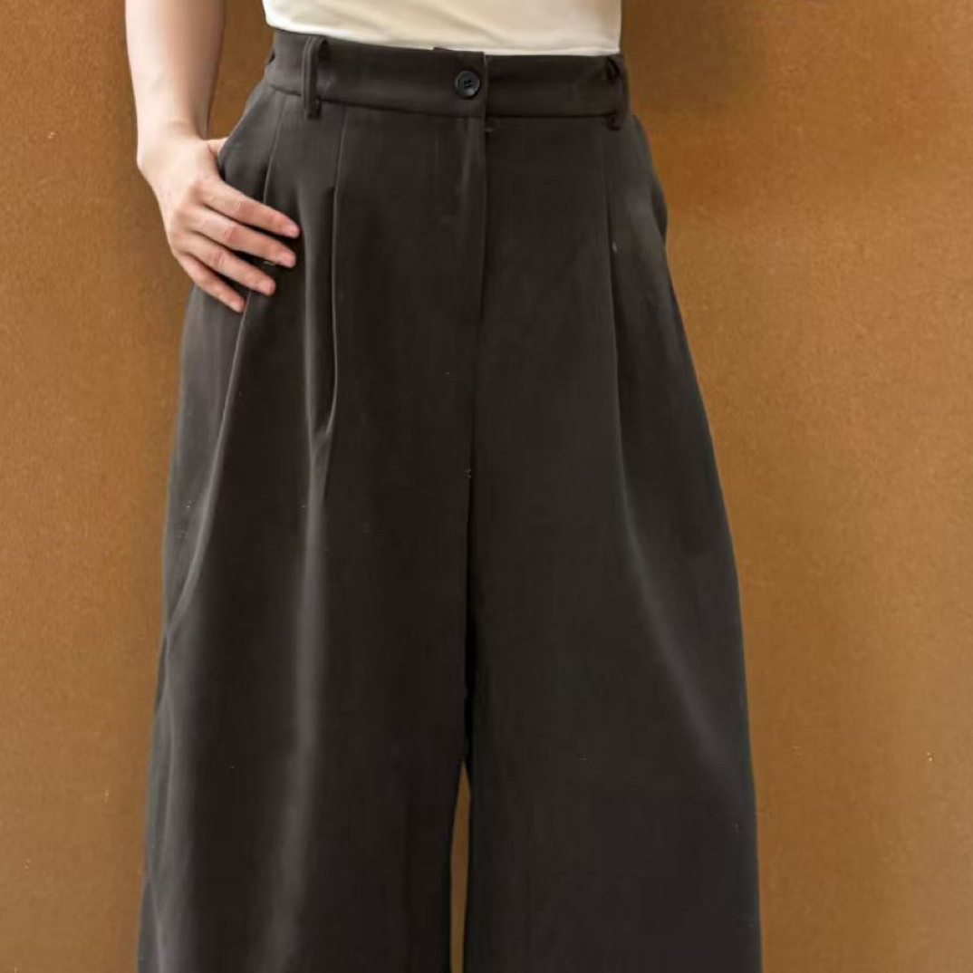 M·The17  2025秋冬大码新款韩版显瘦百搭休闲高腰阔腿裤八分裤