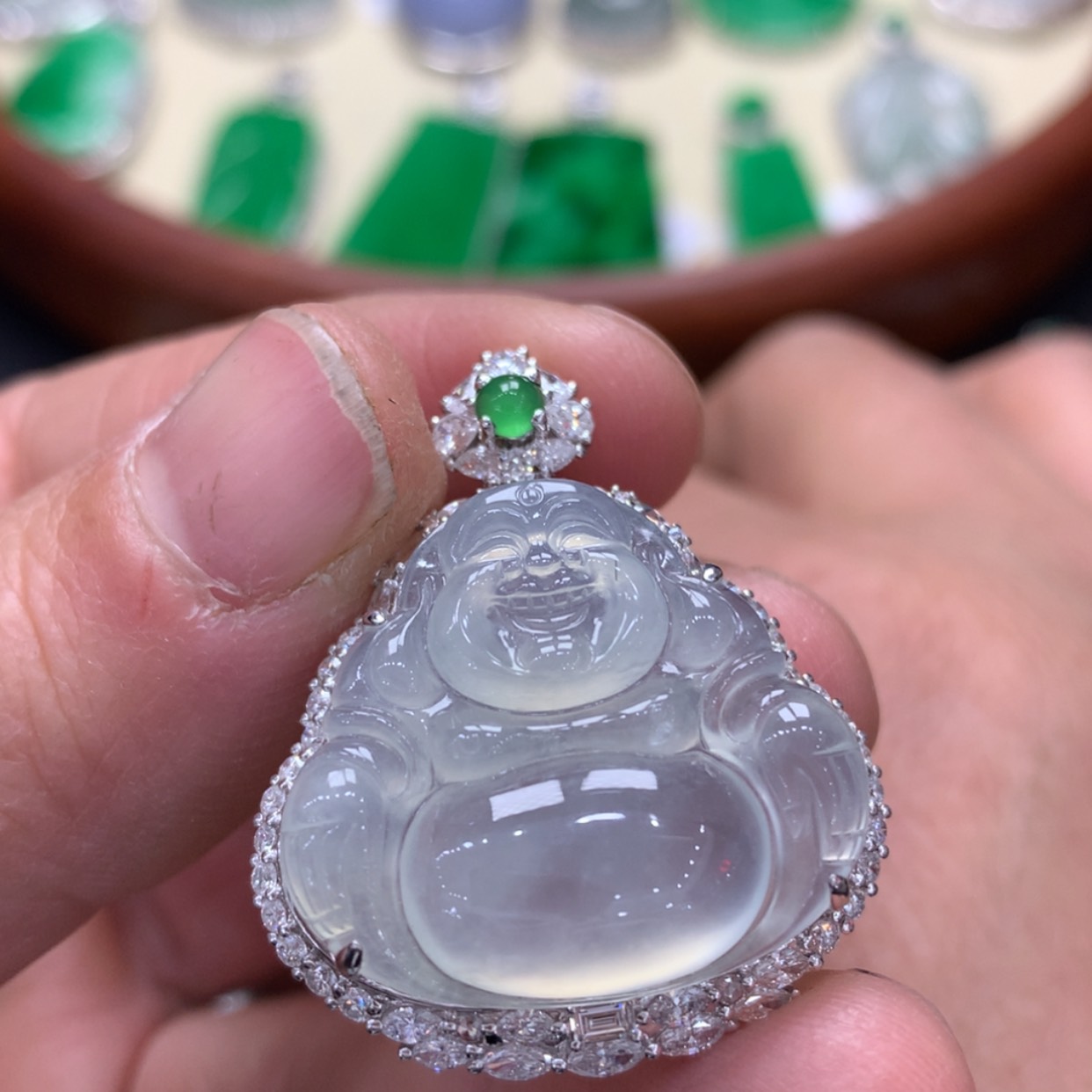 【闪购商品】翡翠颈饰18K金镶嵌佛公