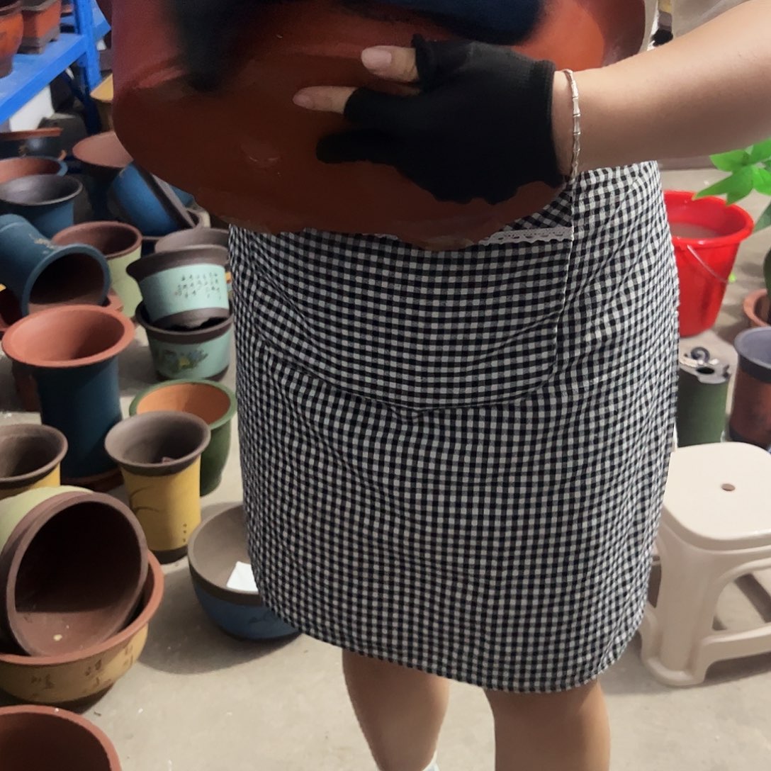宜兴紫砂花盆花盆38红椭圆