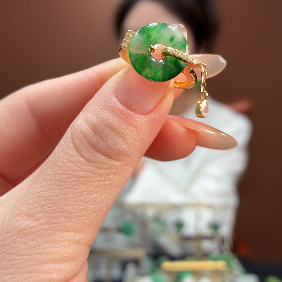 翡翠银S925镶嵌戒指戒指