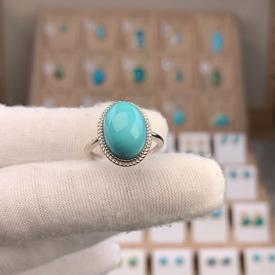 绿松石银S925镶嵌戒指