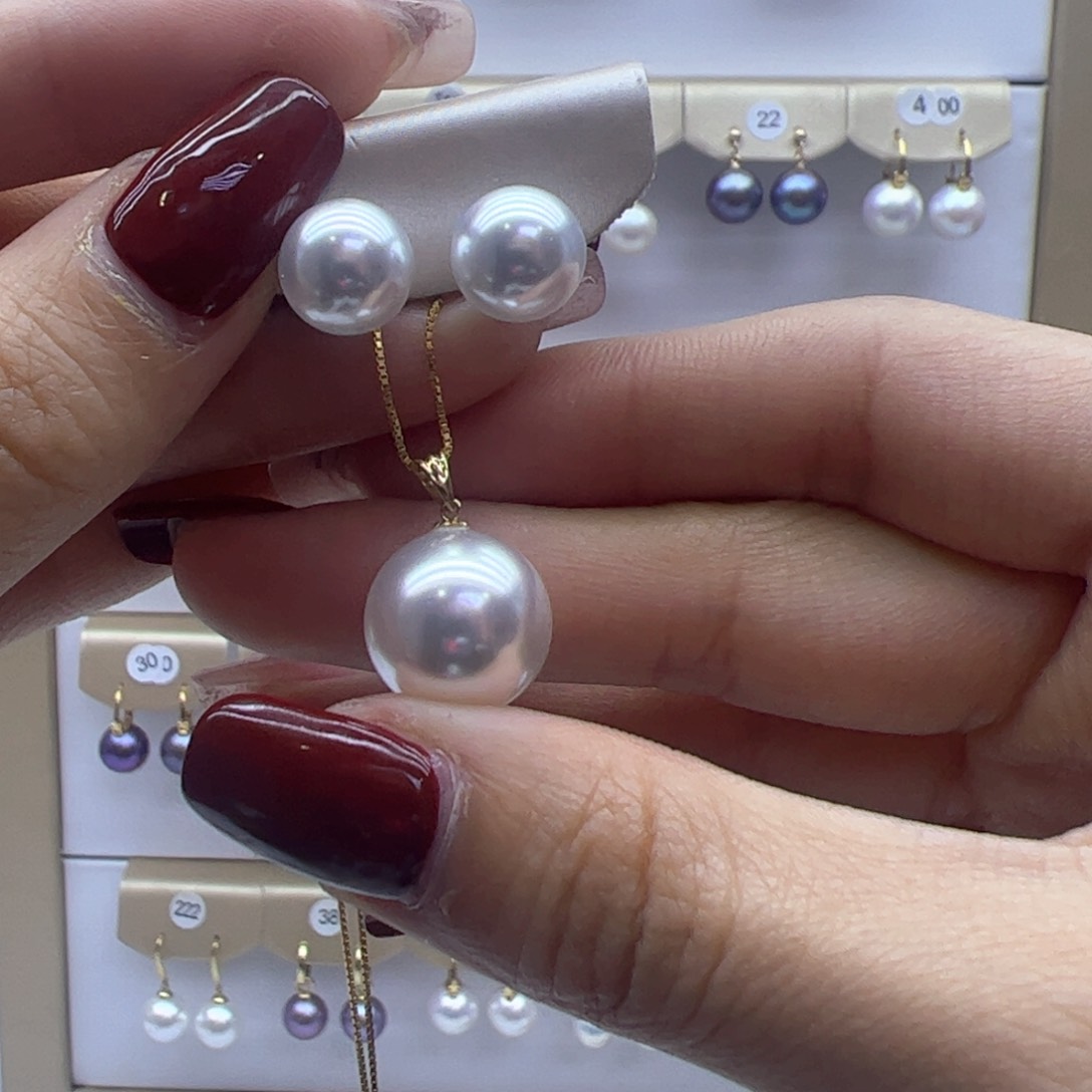 淡水珍珠套装18K金镶嵌