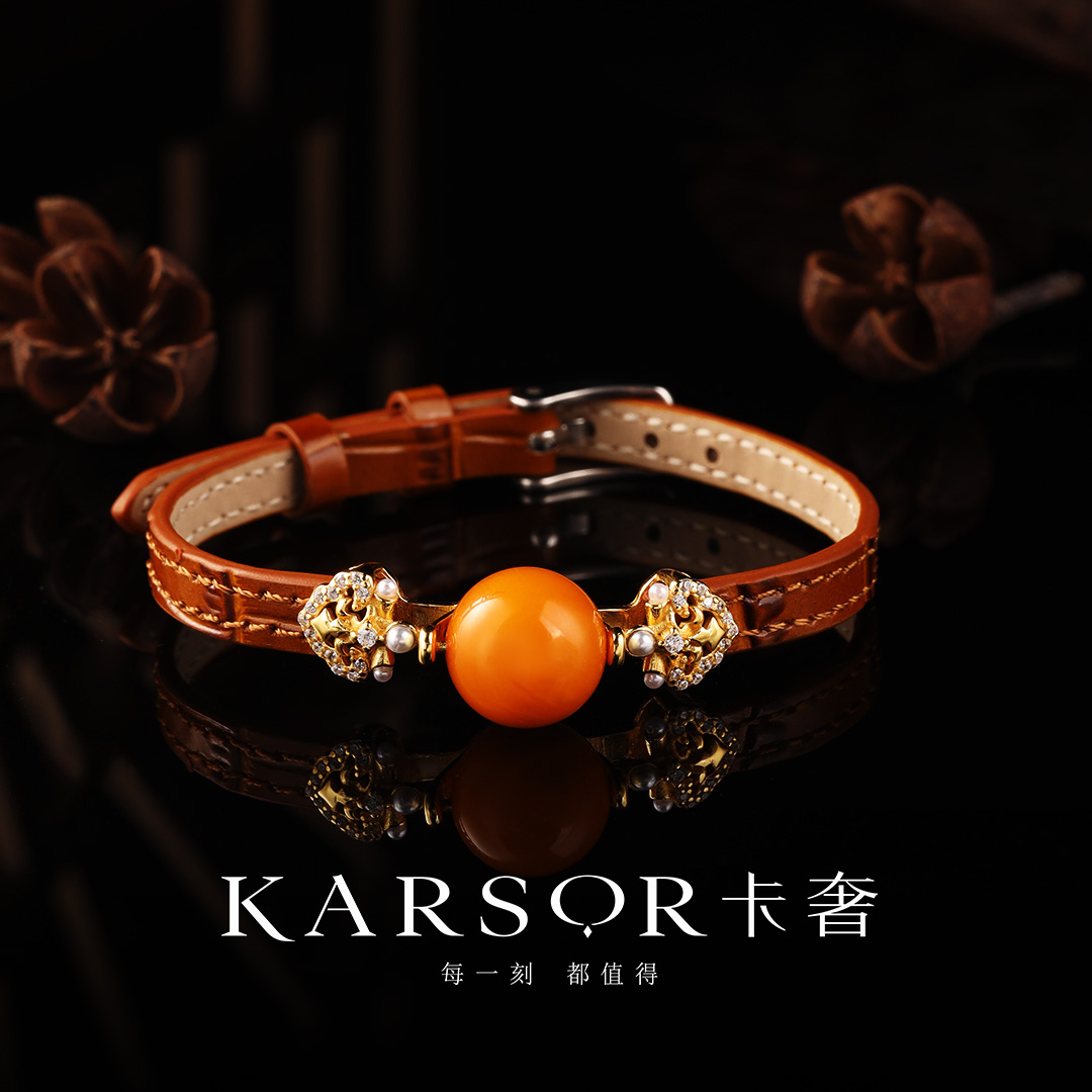 KARSOR/卡奢S925银镀金 老蜜蜡 圆珠手表带 S1181