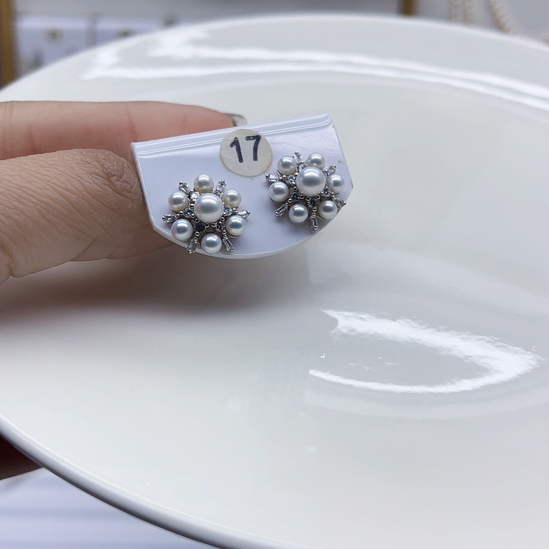 淡水珍珠耳饰银S925镶嵌