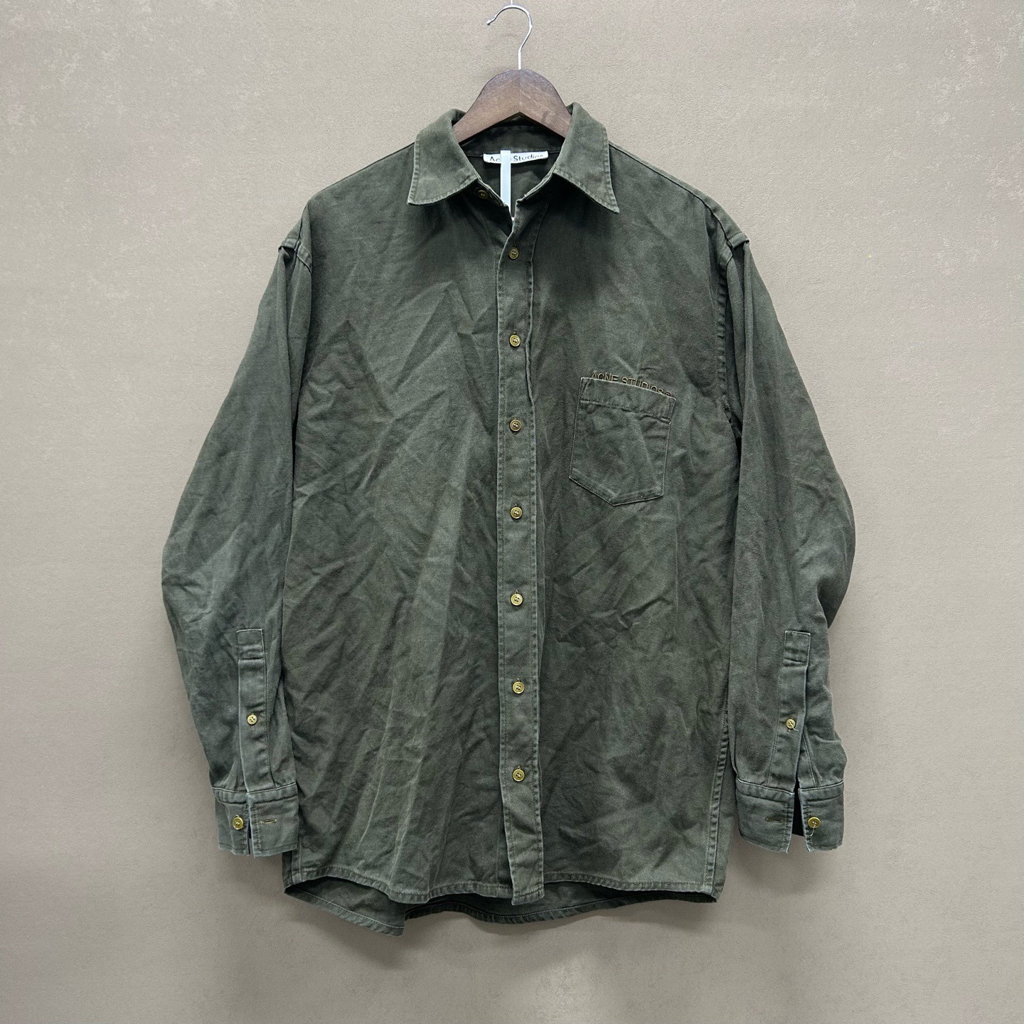 99新 Acne studio （pm） 徽标Logo刺绣纯色长袖衬衫ys000653
