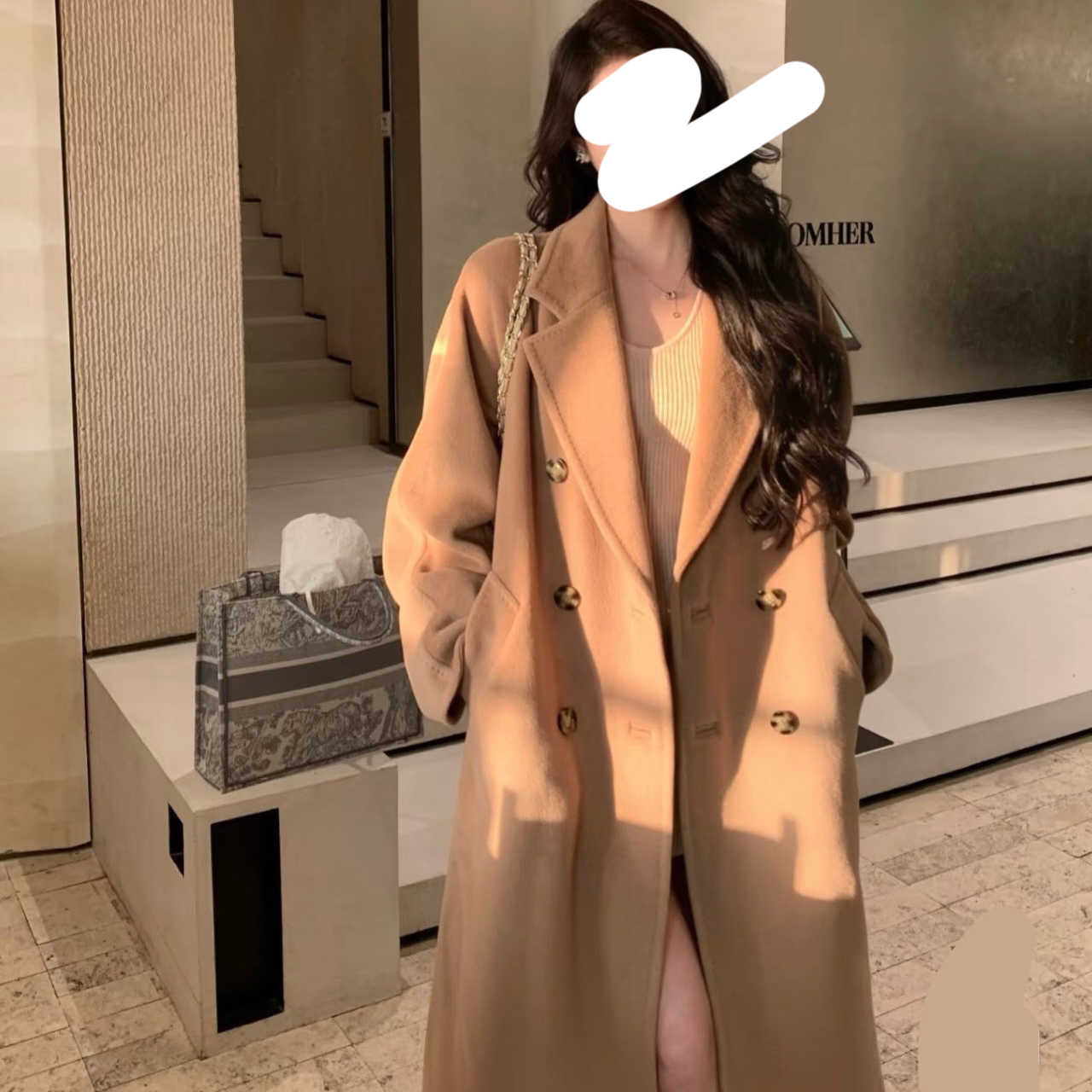 99新 MaxMara 001483 Maxmara 101801经典驼色羊毛大衣 34码