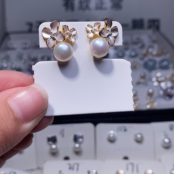 耳饰淡水珍珠银S925镶嵌