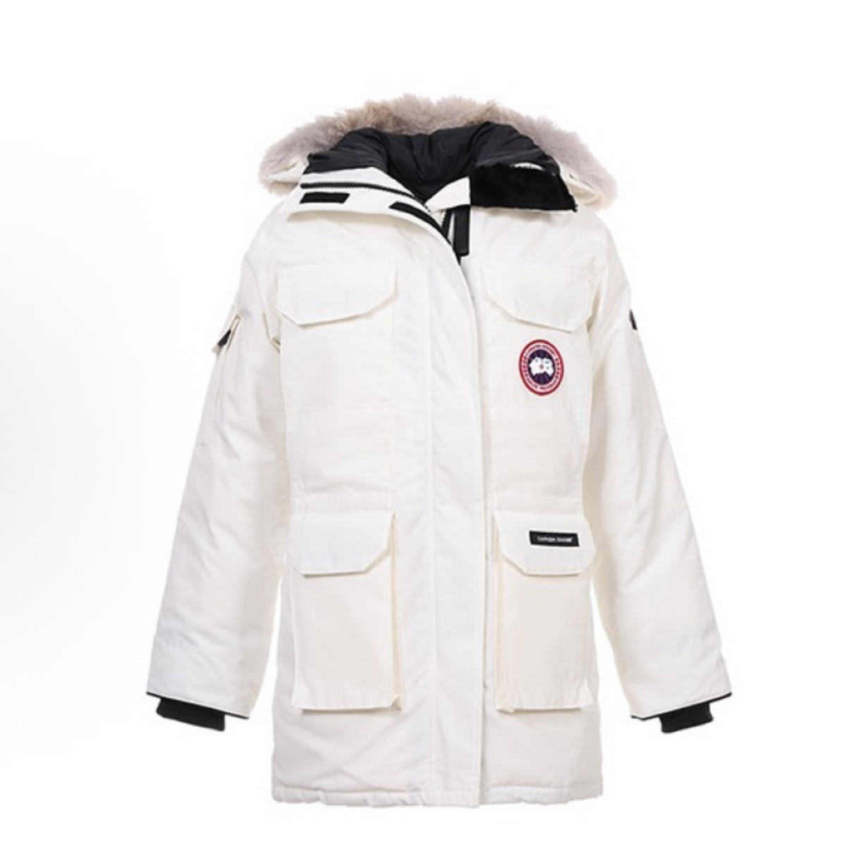 未使用 CANADA GOOSE S码/远征 亚版 连帽 羽绒服 白色 中长款 