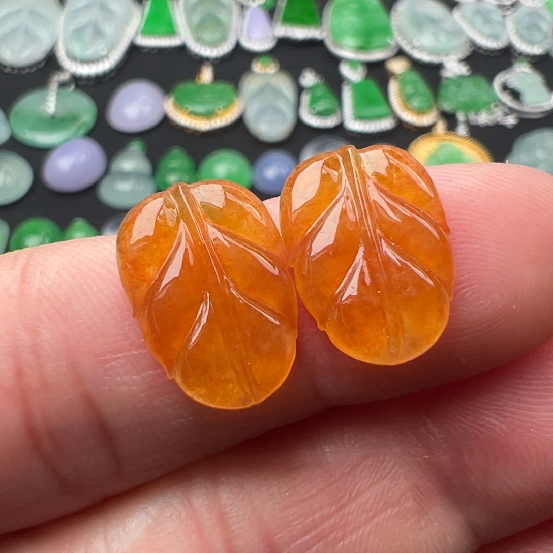 翡翠颈饰未镶嵌叶子14.7