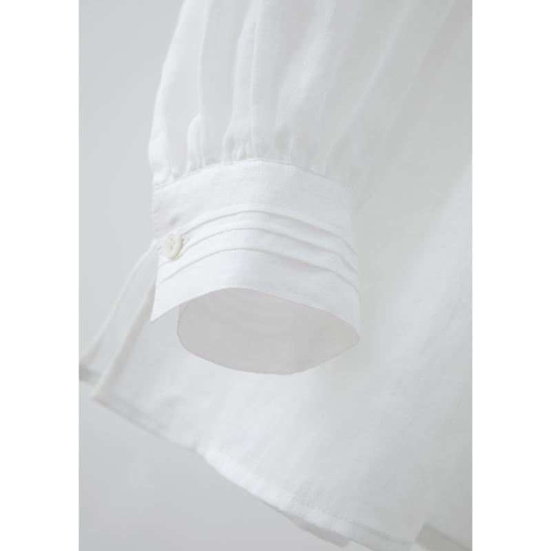 V领系带娃娃麻料衬衫NCY3E2701