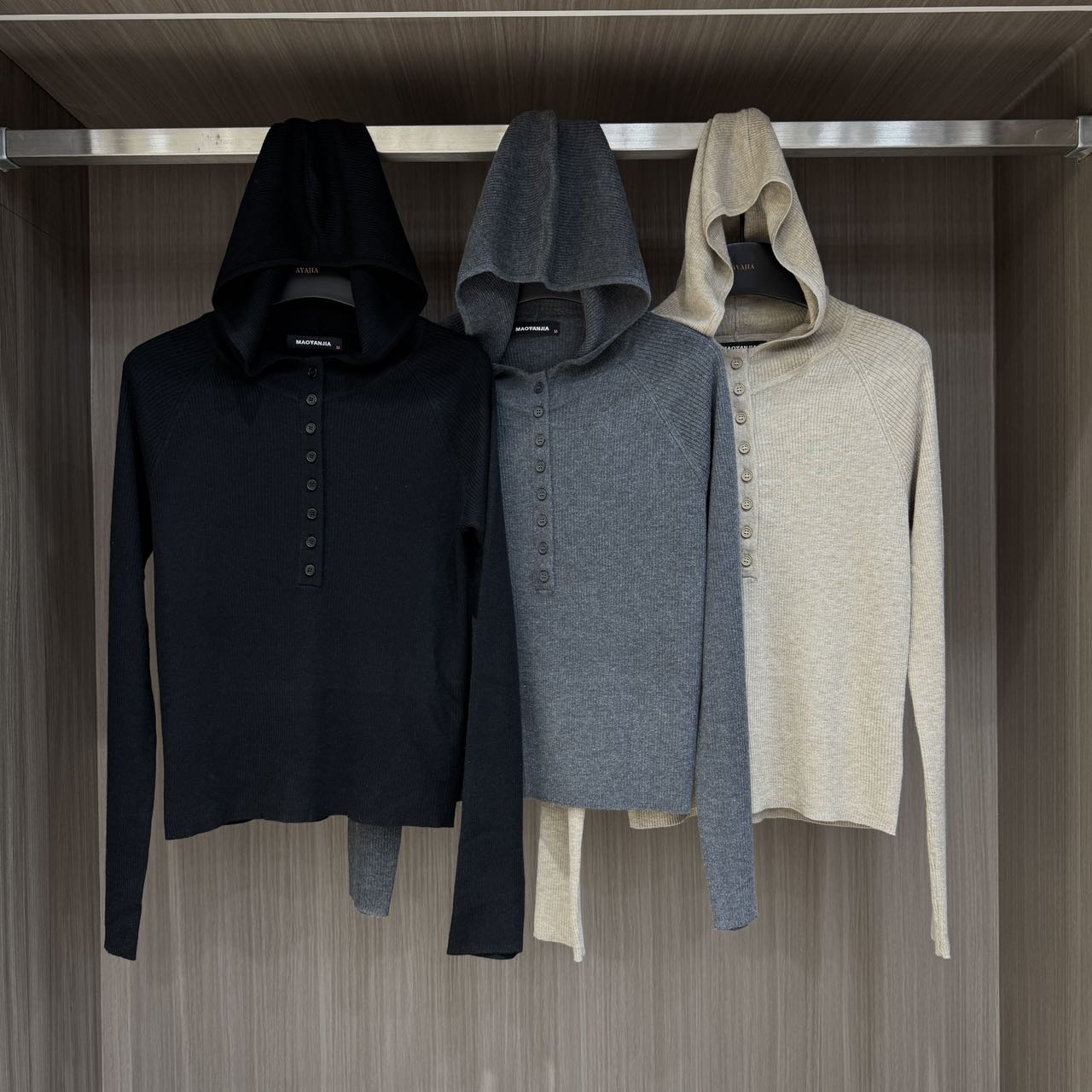 MAOYANJIA-978363A纸片人帽衫显瘦休闲秋冬百搭针织上衣