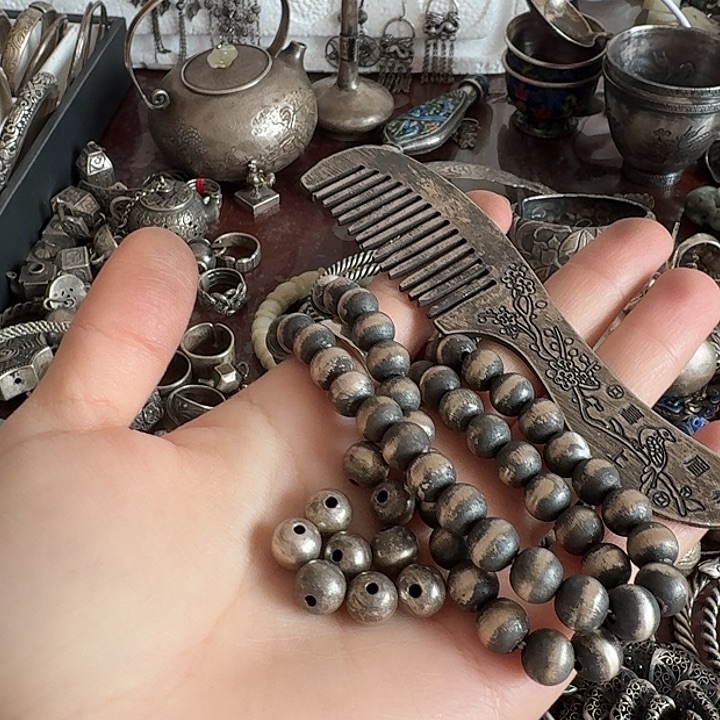 春***来足银玻璃足银珠子梳子