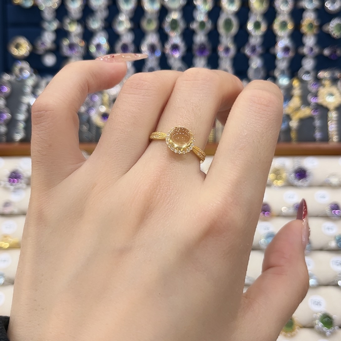 黄晶女款银S925镶嵌戒指