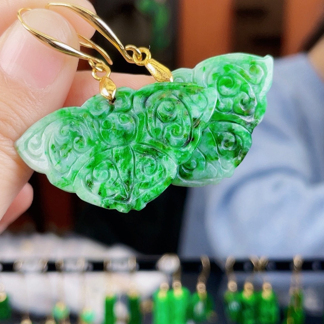 翡翠未镶嵌耳饰饰品