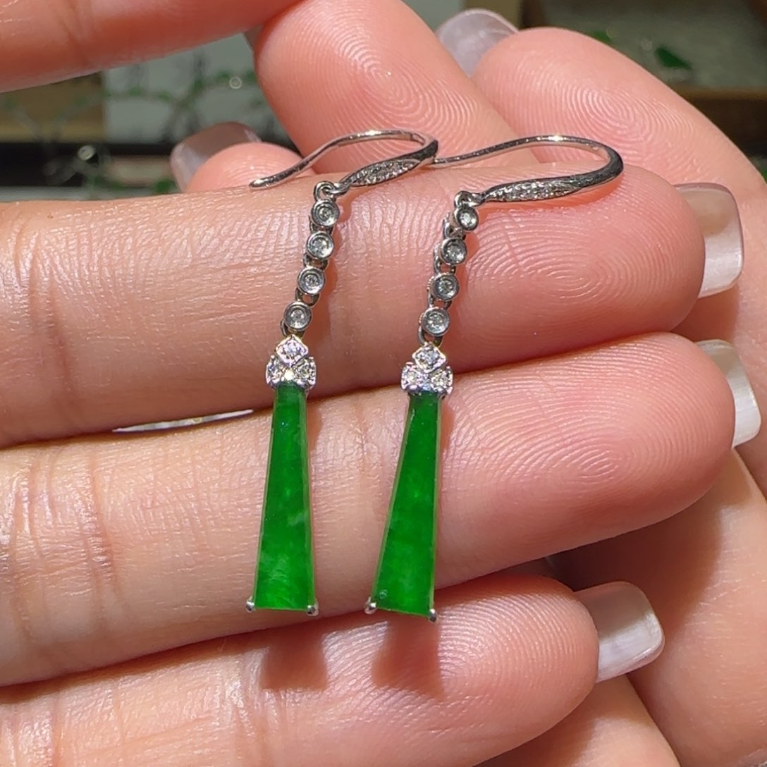 【闪购商品】翡翠耳饰18K金镶嵌缅甸