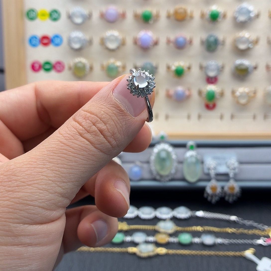 翡翠银S925镶嵌戒指