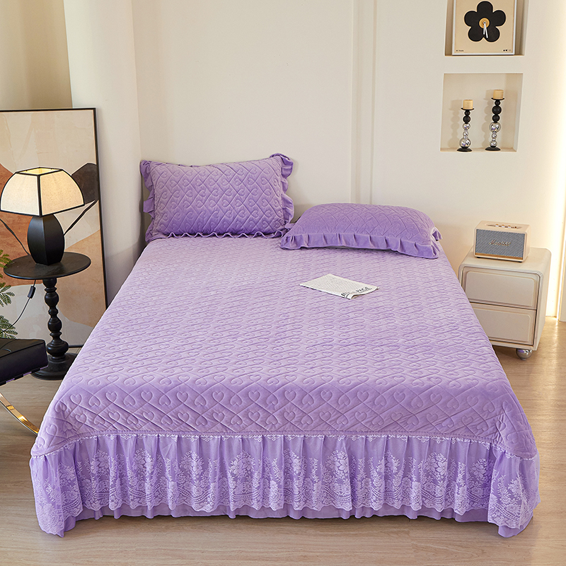 高端 蕾丝款 婴儿绒【床盖 】床上用品 床单床裙款 加绒加厚床盖