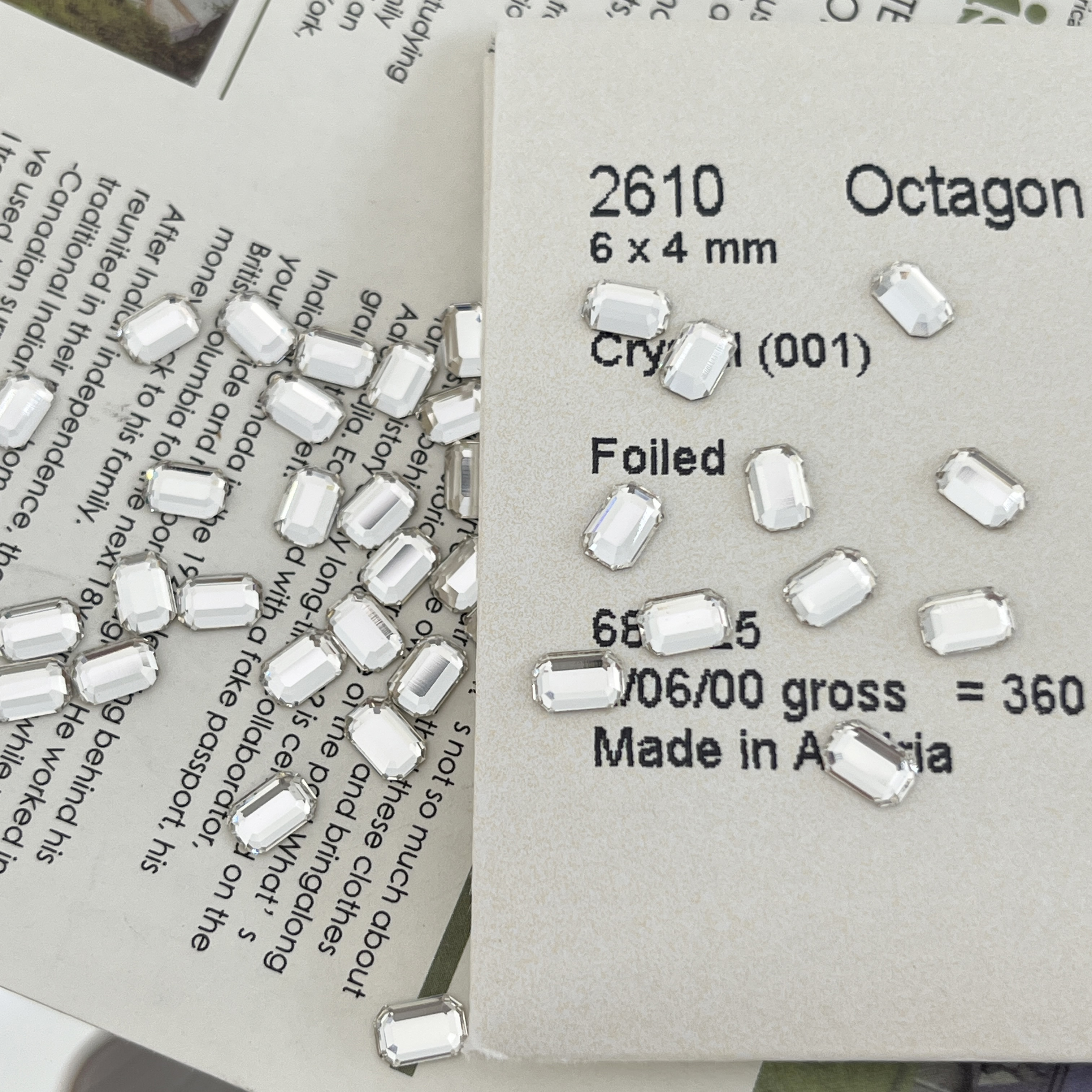 美甲饰品奥地利正品华子水晶2610平底八角6*4MM 美甲钻饰 超闪