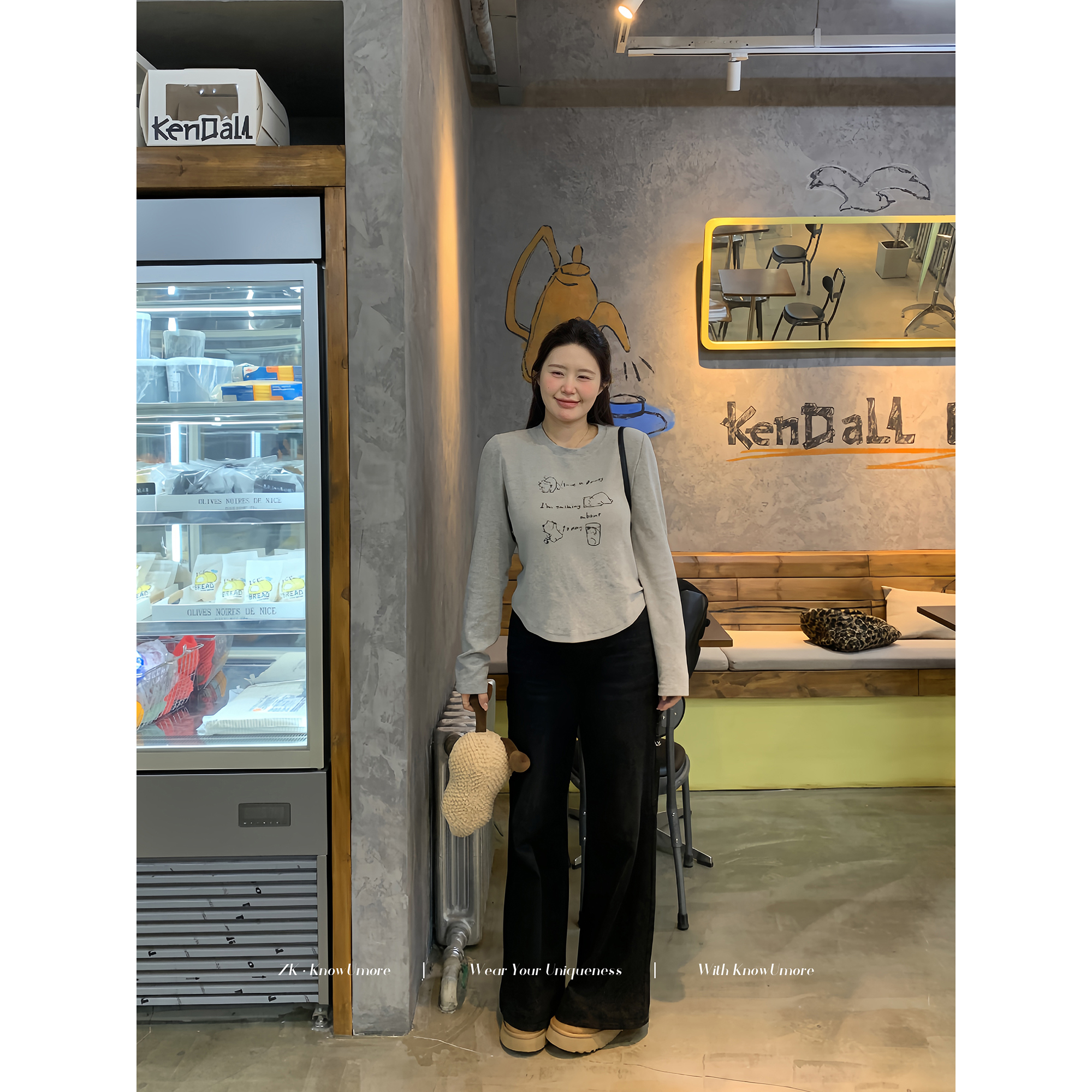 知葵微胖定制【建模裤】秋季百搭显瘦直筒微喇牛仔裤高腰12254N0190