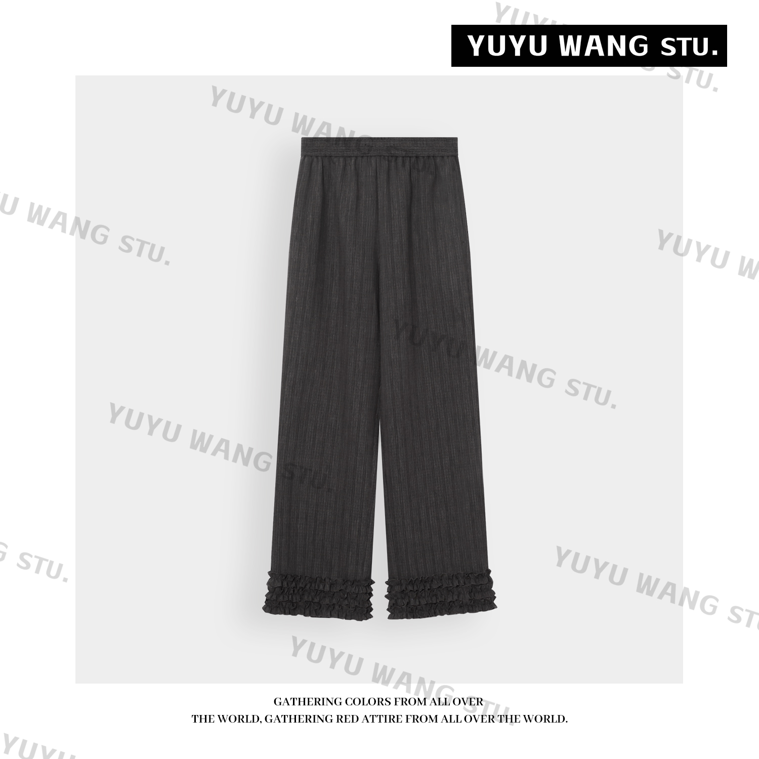 YUYU WANG 【晚波】裤子女款爆款2025新款黑色直筒裤休闲裤