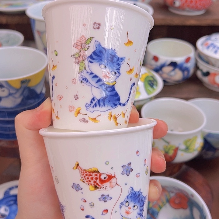 无盖款瓷可乐杯一对