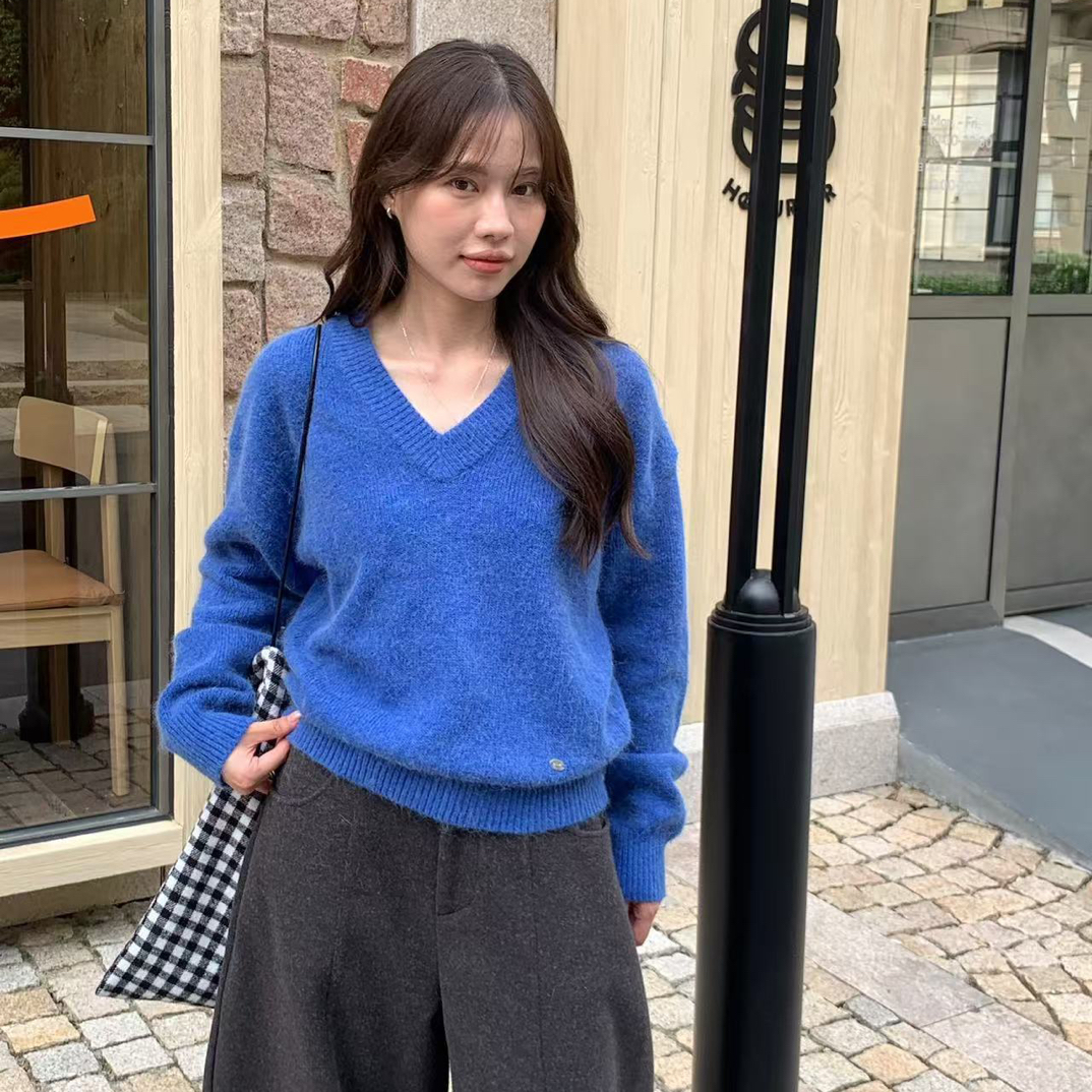 vvs@9012 韩系慵懒百搭V领小标保暖毛衣 11-26