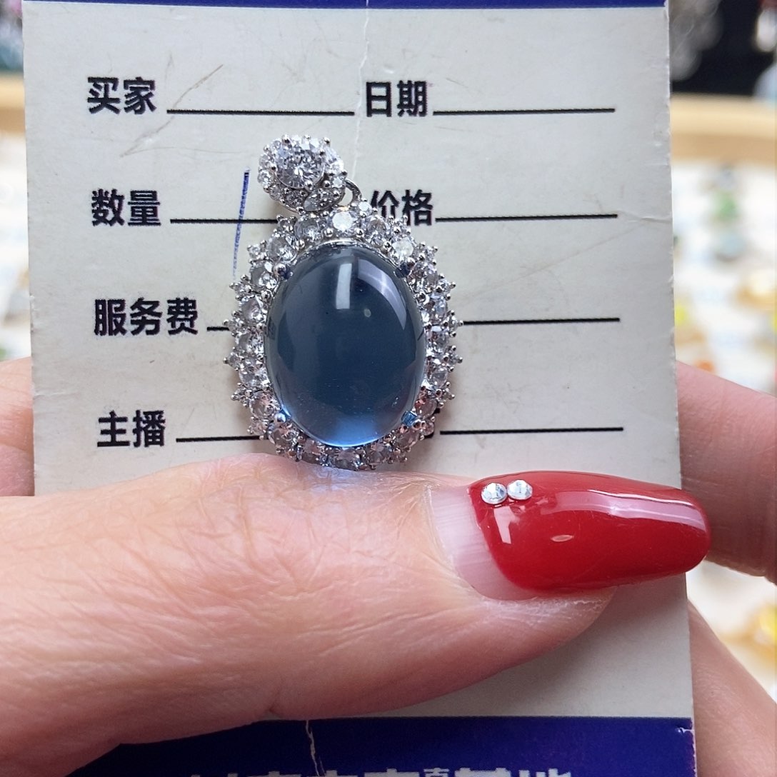 海蓝宝石吊坠(不含链)银S925镶嵌用****9