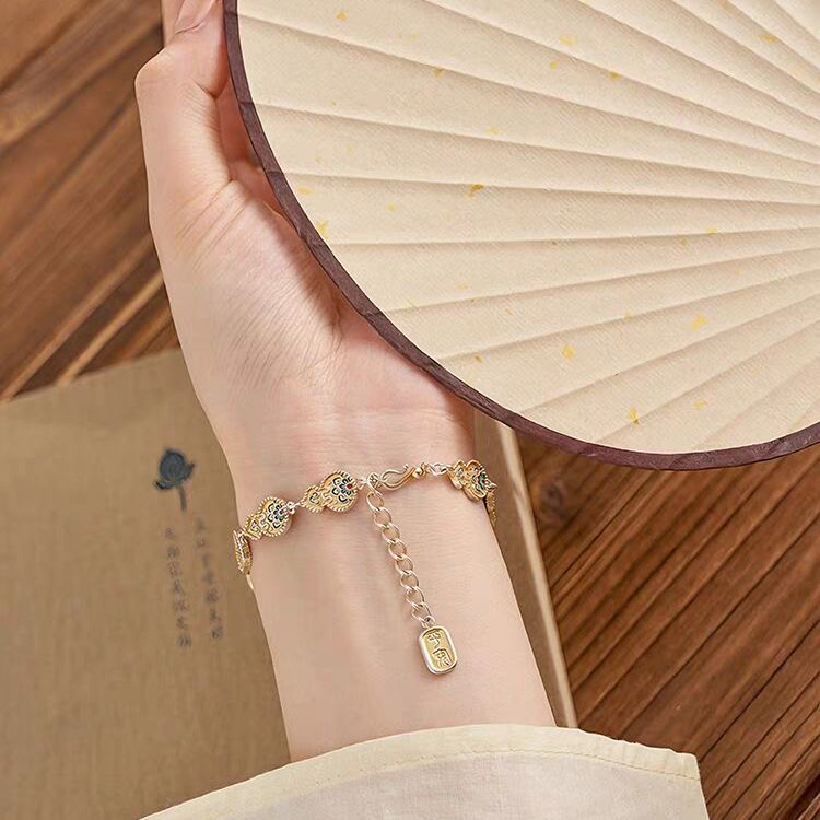 足银珐琅手链 足银珐琅手链 73号链接描金珐琅彩宝相花葫芦手链