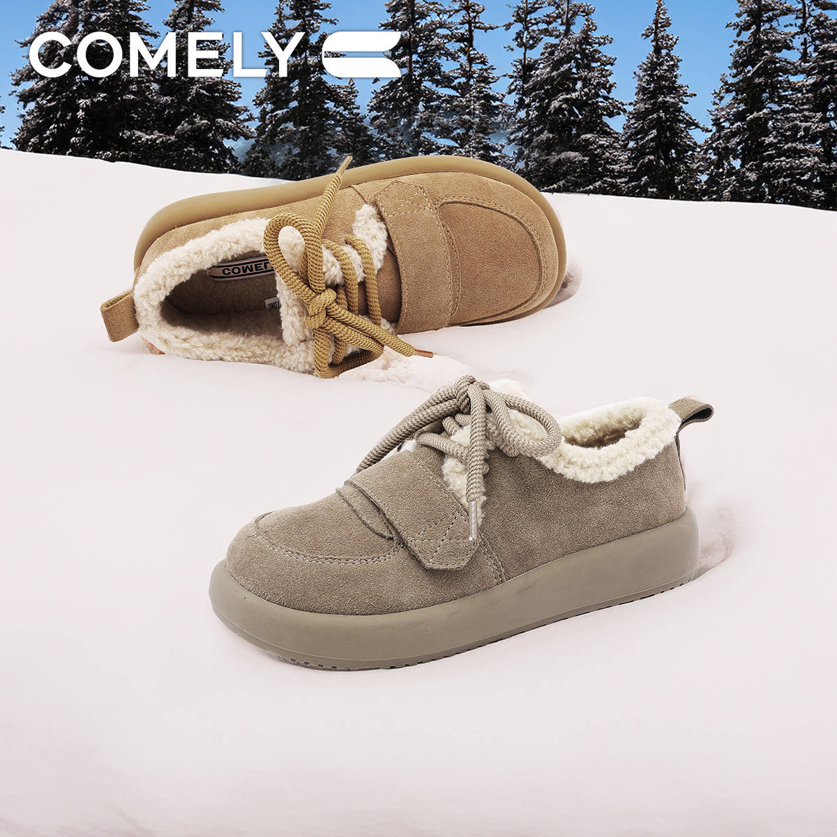【康莉COMELY】KAJ48860商场同款厚底毛毛鞋女加绒保暖棉鞋雪地靴