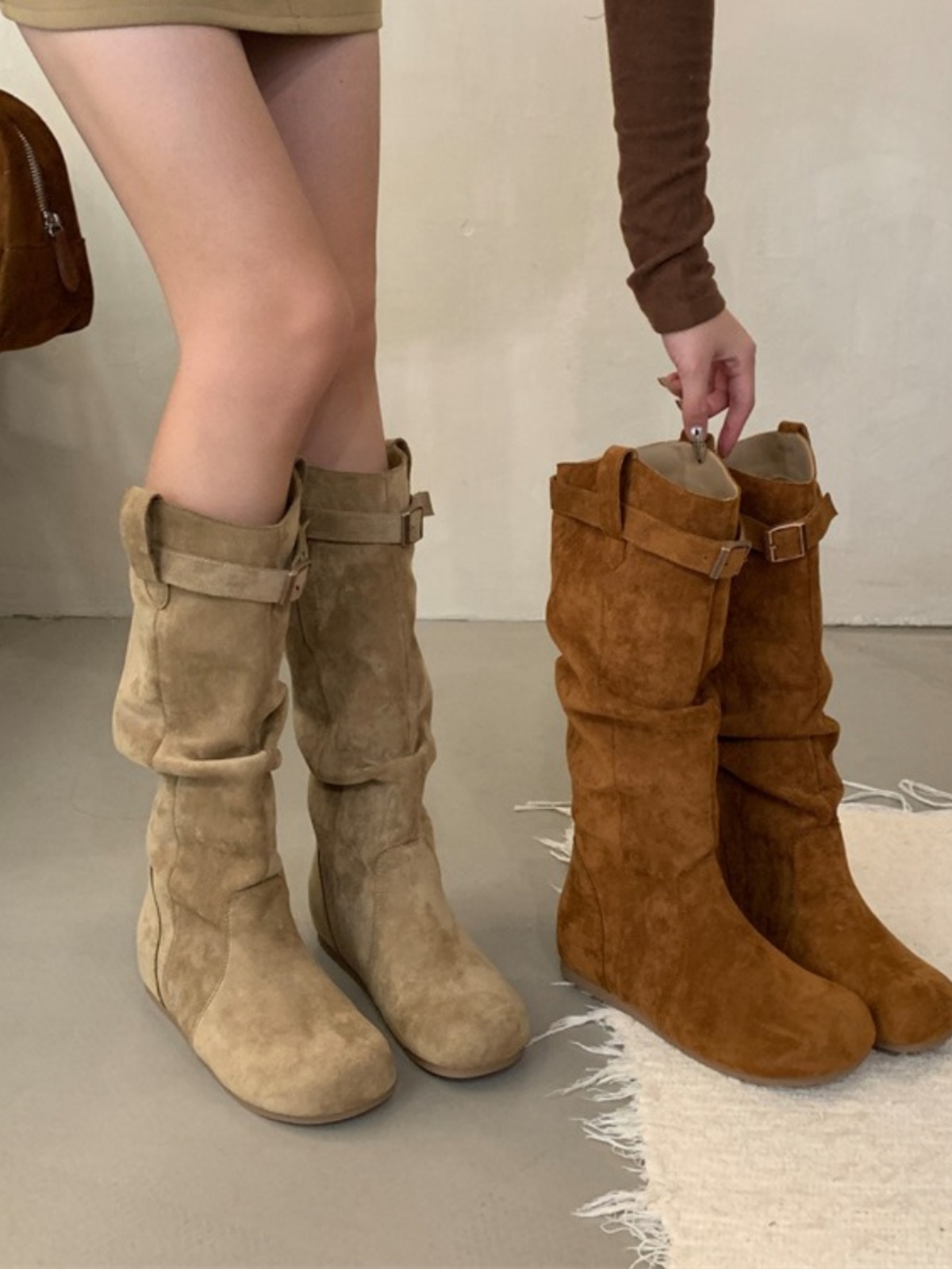 新款堆堆靴秋冬长筒短靴短筒女靴勃肯靴时装靴时尚女鞋西部牛仔靴